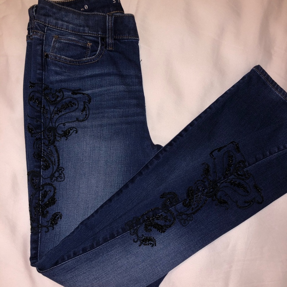 WHBM The Skinny Blue Jeans w/Black Sequins 🌷